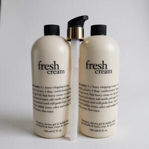 Lot of 2 Philosophy Fresh Cream Shampoo + Shower Gel. 32 Oz each. Sealed w/ pump